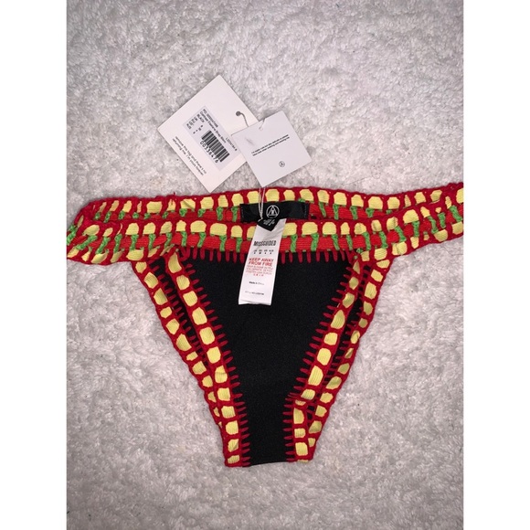 Y2K 2000 Crochet Triangle Bikini Set Rastafarian bae honeymoon anniversary sexy - Picture 4 of 6